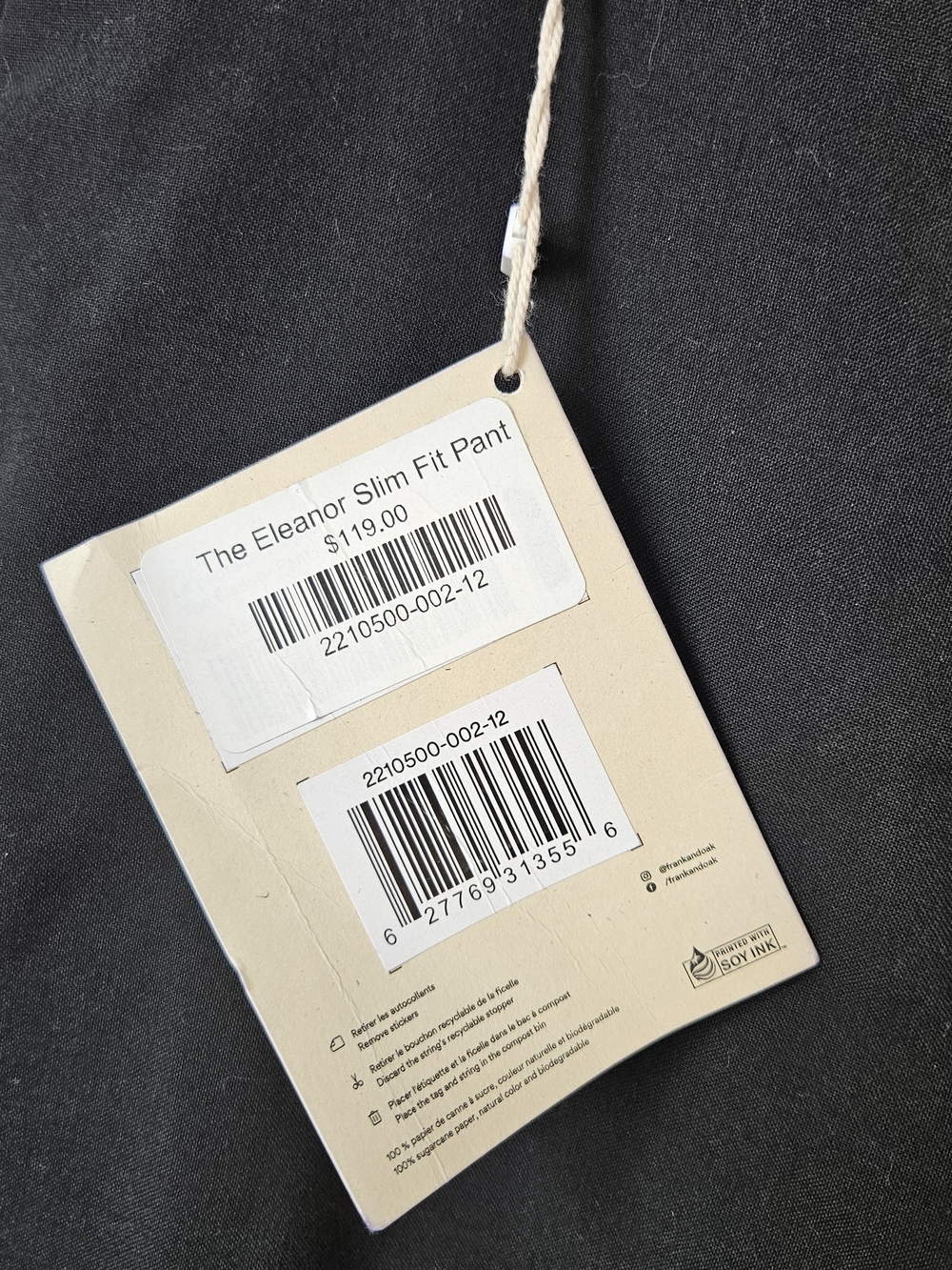Frank and Oak Women's Dress Pant Size 12 Eleanor Slim Fit High Rise New Black - Picture 4 of 9